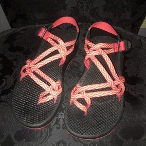Orange and Yellow Double Strap Chacos